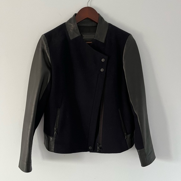 Danier Jackets & Blazers - Rare Danier Leather Wool Panel Sleek Varsity Inspired Jacket
